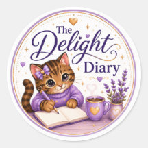 The Delight Diary Söt Katt Lila Guld