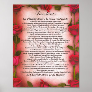 The Desiderata Poem with Red Roses for Mom Poster