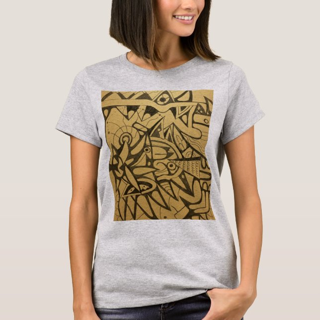 The design is incredibly detailed—it's an all-over t shirt (Framsida)