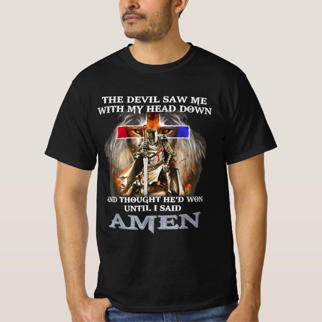 The Devil Saw Me With My Head Down Thought T Shirt (Framsida)