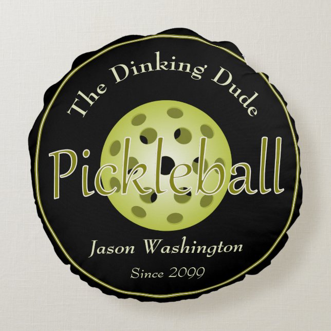 The Dinking Dude Guy / Duo Pickleball Boll Rund Kudde (Baksidan)