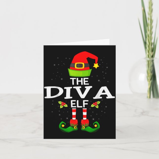 The Diva Elf Christmas Family Matching Pajama  Kort (Framsida)