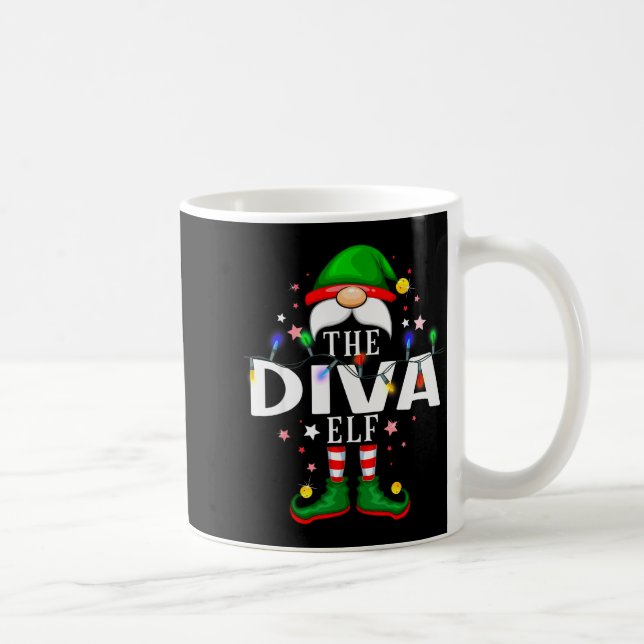The Diva Elf Christmas Family Pajama Party  Kaffemugg (Höger)