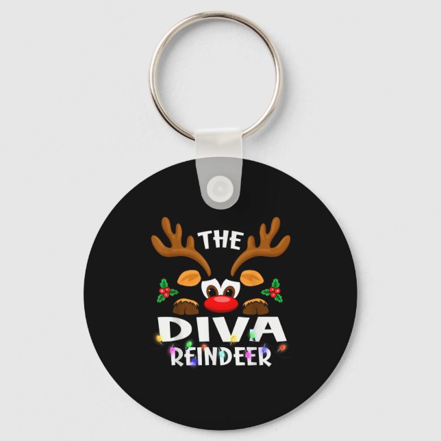 The Diva Reindeer Christmas Men Women  Nyckelring (Framsida)