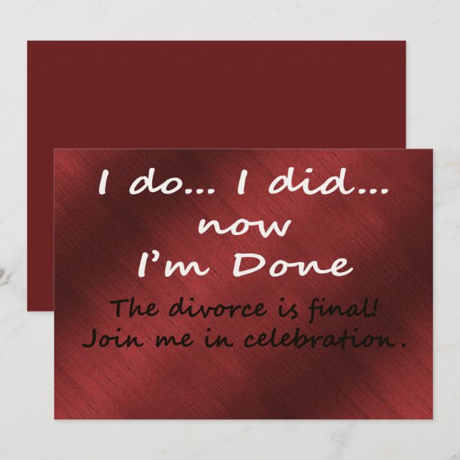 The Divorce is Final Inbjudningar (Fram/baksida)