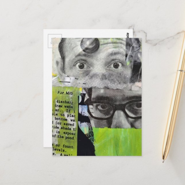 The Doctors Eyes Mixed Media Collage Vykort (Fram/Back In Situ)