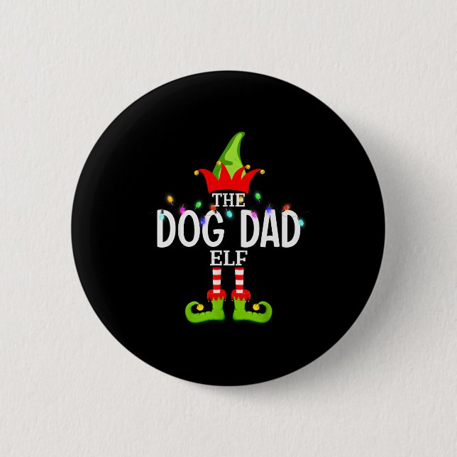 The Dog Dad Elf Christmas Matching Pajamas Men Wom Knapp (Framsida)