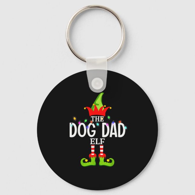 The Dog Dad Elf Christmas Matching Pajamas Men Wom Nyckelring (Framsida)