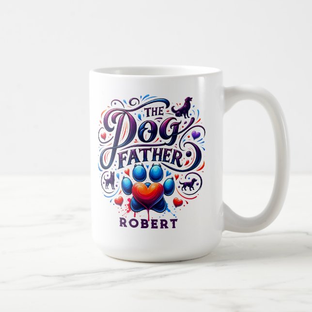 The Dog Father Retro Typografi  Kaffemugg (Höger)