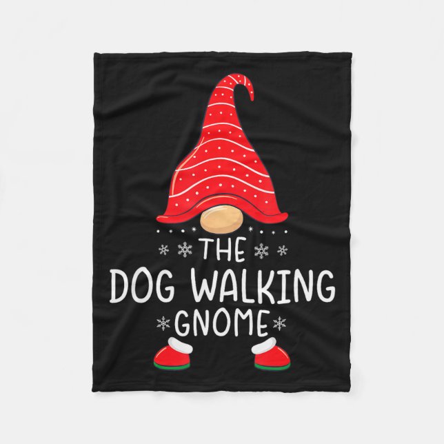 The Dog Walking Gnome Xmas Family Matching Funny C Fleecefilt (Framsidan)