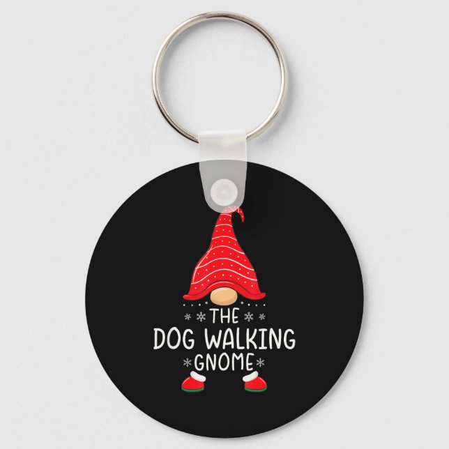 The Dog Walking Gnome Xmas Family Matching Funny C Nyckelring (Framsida)