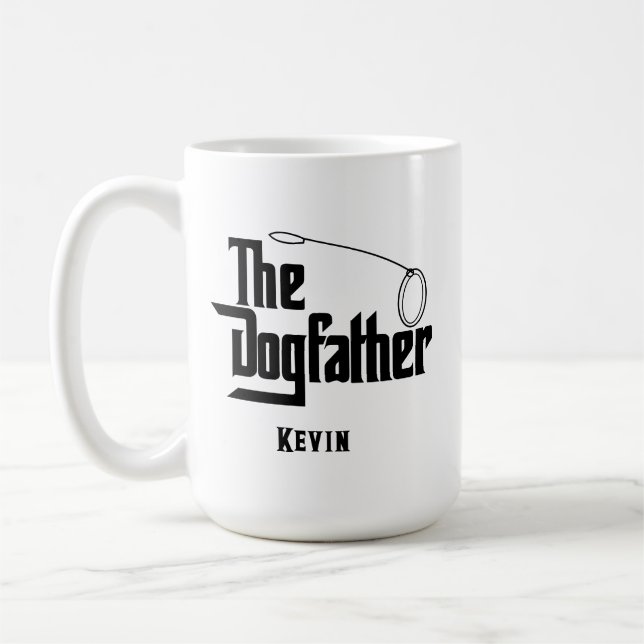 The Dogfather Hundpappa Vit på mörk  Kaffemugg (Vänster)