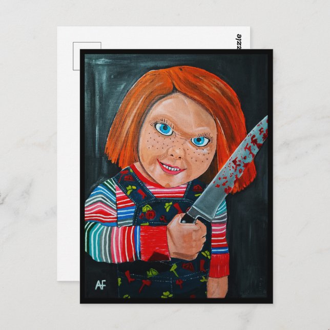 The Doll Painting by Alfred Fox Vykort (Fram/baksida)