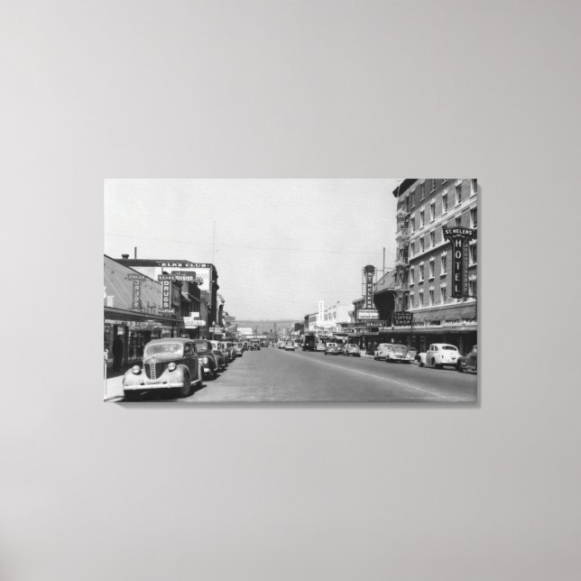 The Downtown View of Chehalis, Washington Photogra Canvastryck (Framsida)