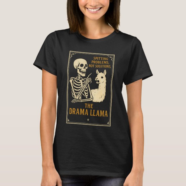 The Drama Llama Skeleton T-Shirt | Funny Gothic (Framsida)