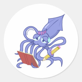 The drawing calamari runt klistermärke