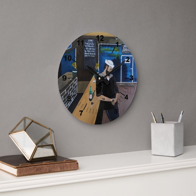 The Drunken Sailor Painting by Alfred Fox Stor Klocka (Kontor)