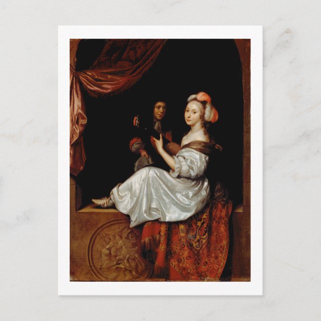 The Duet, 1665 (olja på arbetsyta) Vykort (Framsida)