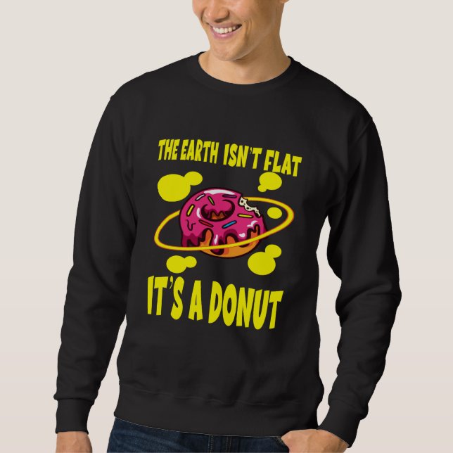 The Earth Ist't Flat It's A Donut Lång Ärmad Tröja (Framsida)