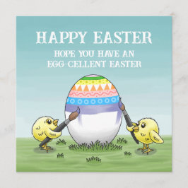 The Easter egg is painted by the chickens Julkort