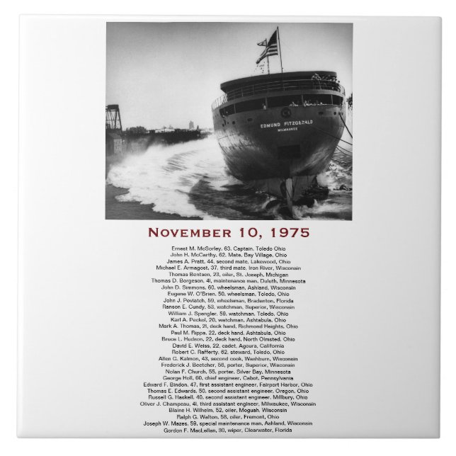 The Edmund Fitzgerald med besättningsnamn Kakelplatta (Framsidan)