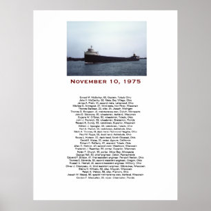 The Edmund Fitzgerald med namn på besättningen gåv Poster