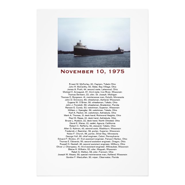 The Edmund Fitzgerald with Crew Names Gift Box Fototryck (Framsidan)