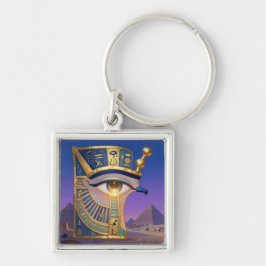 The Egyptian Eye´2 Fyrkantig Silverfärgad Nyckelring