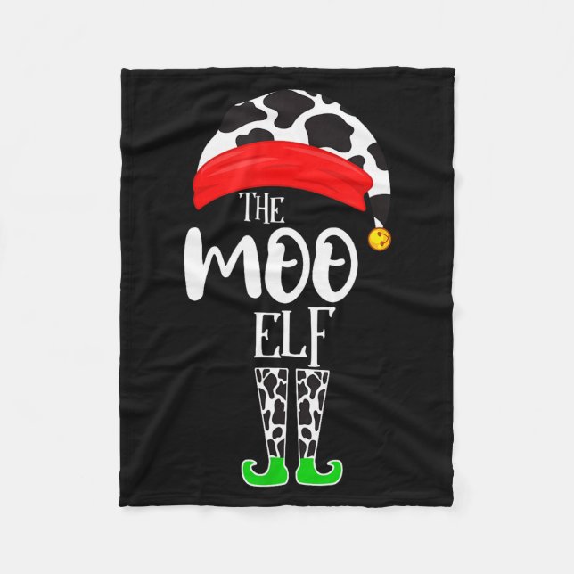 The Elf Moo Cow Funny Christmas Elf Family Matchin Fleecefilt (Framsidan)