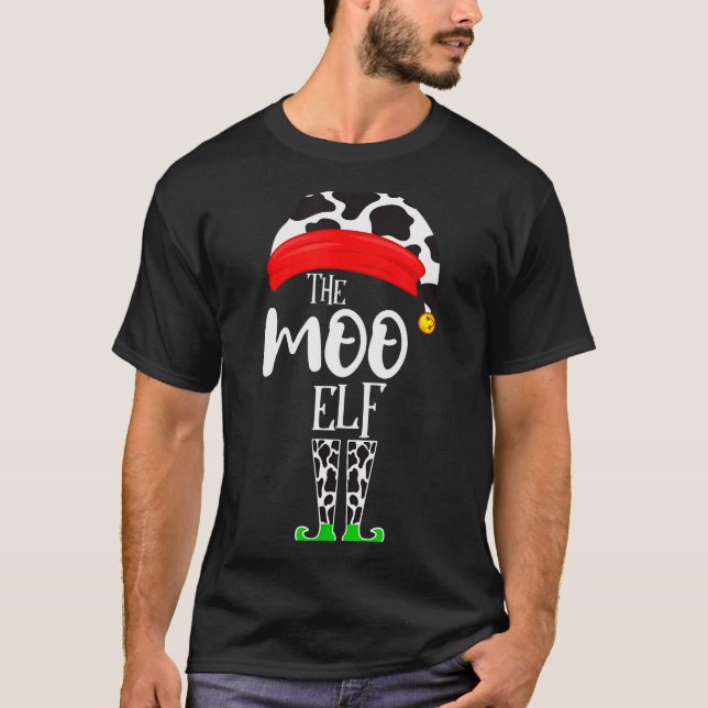 The Elf Moo Cow Funny Christmas Elf Family Matchin T Shirt (Framsida)