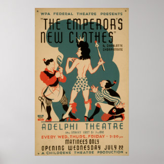 The Emperor's New Clothes Vintage WPA Theatre Poster