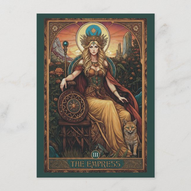 The Empress (Freyja) Tarot Art Flat Thank You Card Tack Kort (Framsida)