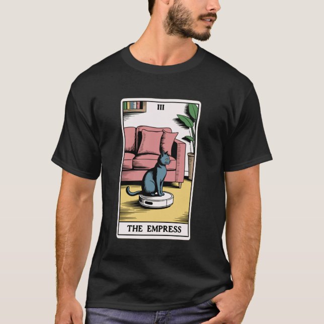 The Empress Robot Dammsugare Katt Roligt Tarot C T Shirt (Framsida)