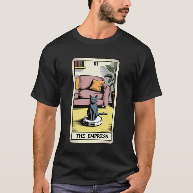 The Empress Tarot Card Katt Robot Dammsugare Ca T Shirt (Framsida)