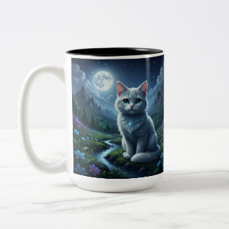 The Enchanted Moonlight Cat Ceramic Mug Två-Tonad Mugg