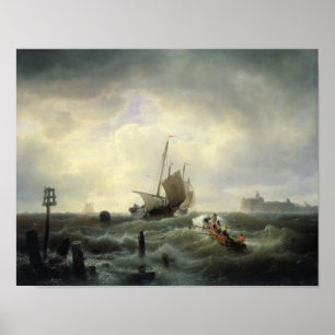 The entrance to Harbor at Hellevoetsluys Poster
