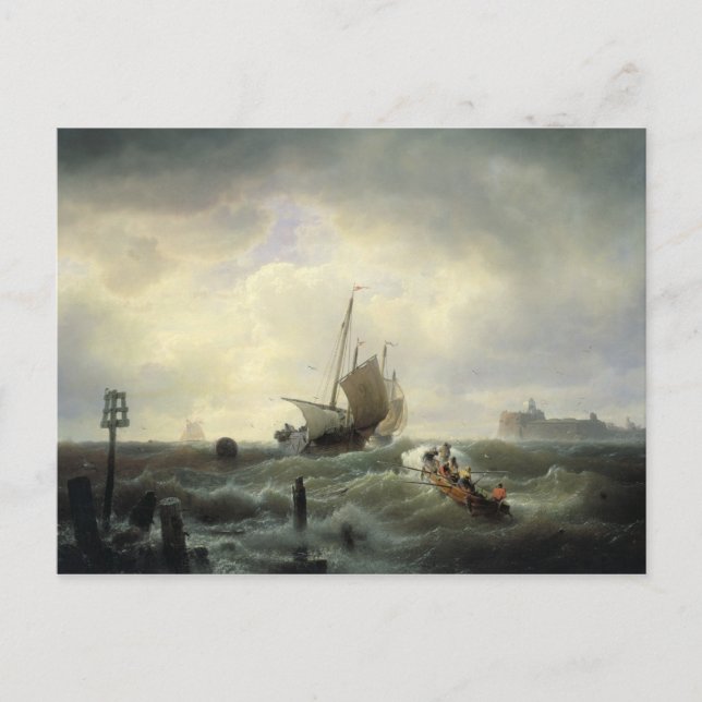 The entrance to Harbor at Hellevoetsluys Vykort (Framsida)