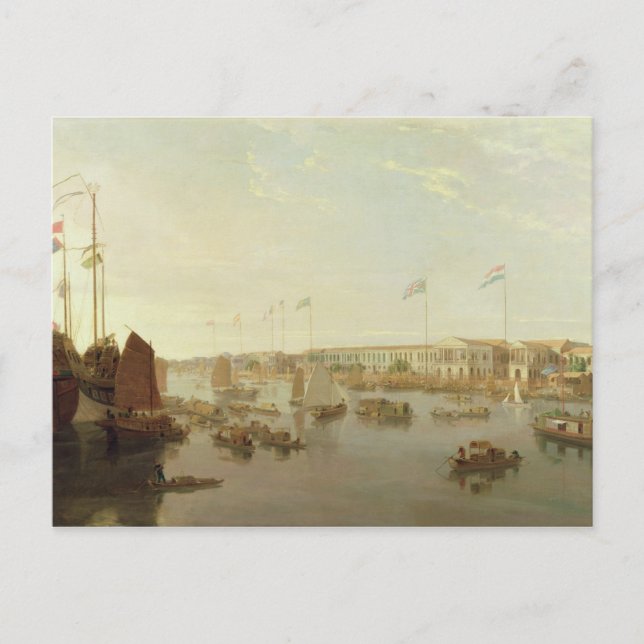 The European Factories, Canton, 1806 (oil on canva Vykort (Framsida)