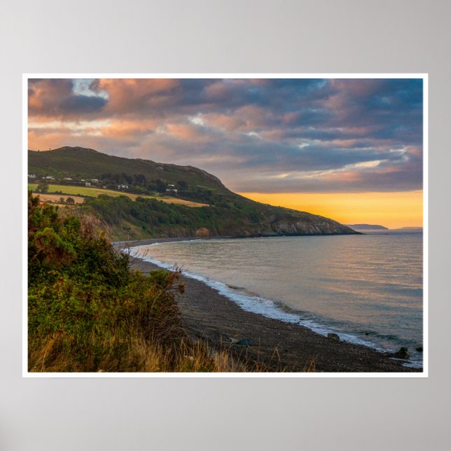 The Evening Glow of Greystones Coast Poster (Framsidan)