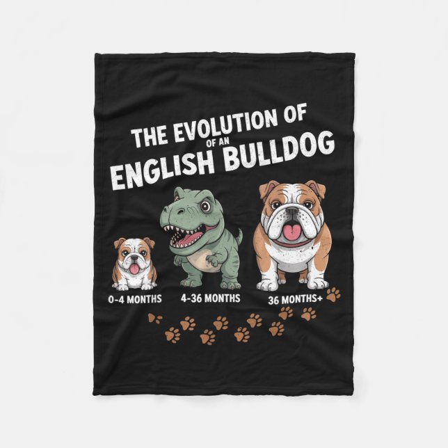 The Evolution Of An English Bulldog Funny  Fleecefilt (Framsidan)