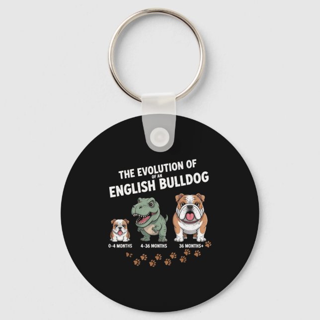 The Evolution Of An English Bulldog Funny  Nyckelring (Framsida)