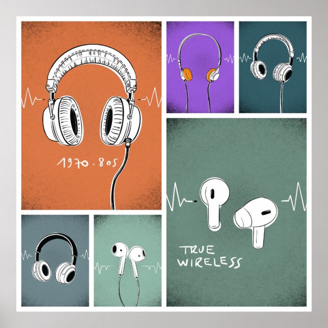 The evolution of headphones poster (Framsidan)