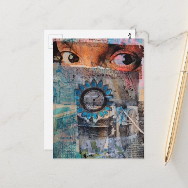 The Eyeballs abstrakta skrotjournalcollage Vykort (Fram/Back In Situ)