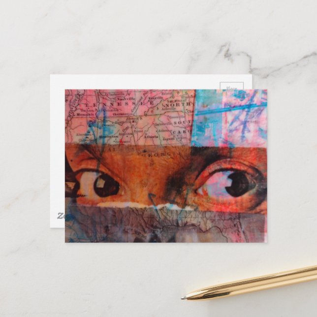 The Eyes junk journal Collage Vykort (Fram/Back In Situ)