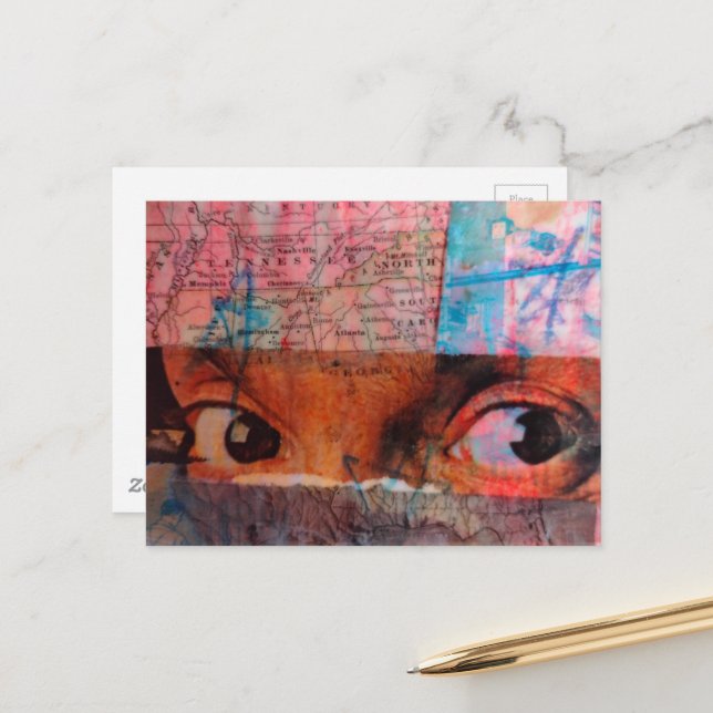 The Eyes junk journal Collage Vykort (Fram/Back In Situ)