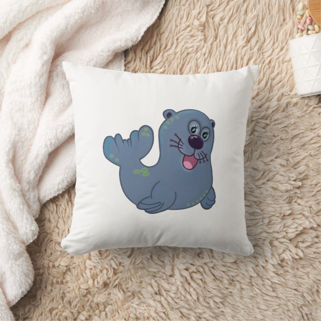 The Fabric Seal Hos Zazzle Maskotlogotyp Karaktär Kudde (Filt)