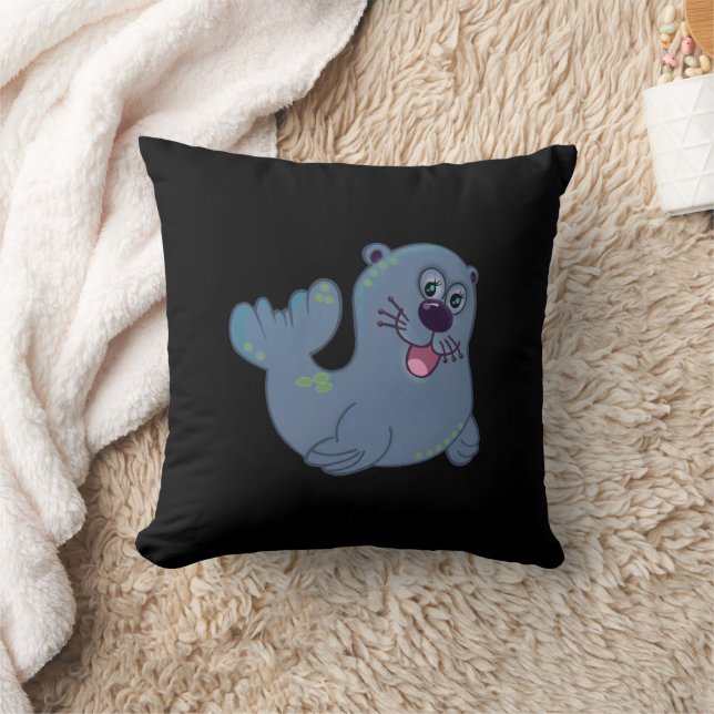 The Fabric Seal Hos Zazzle Maskotlogotyp Karaktär Kudde (Filt)