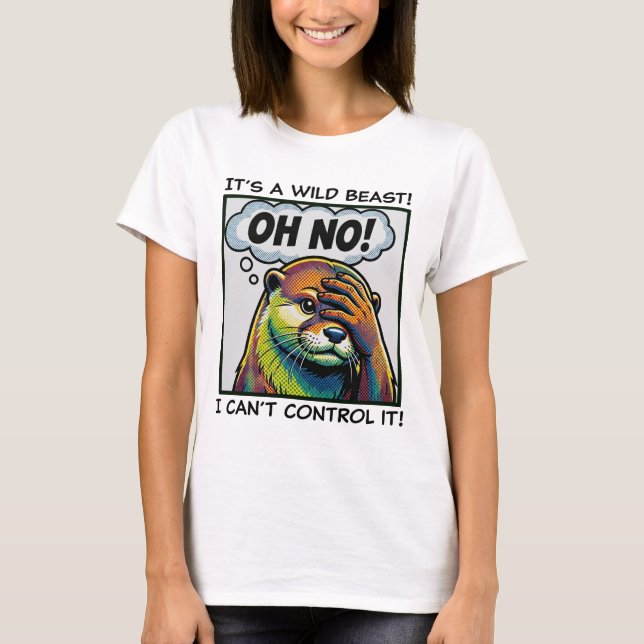 The Facepalming Otter: Exasperated Cute Animal T Shirt (Framsida)