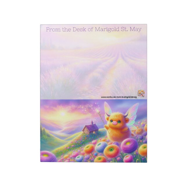 The Fairy Collection: Highland Cow Fairy Antecknin Anteckningsblock (Roterad)