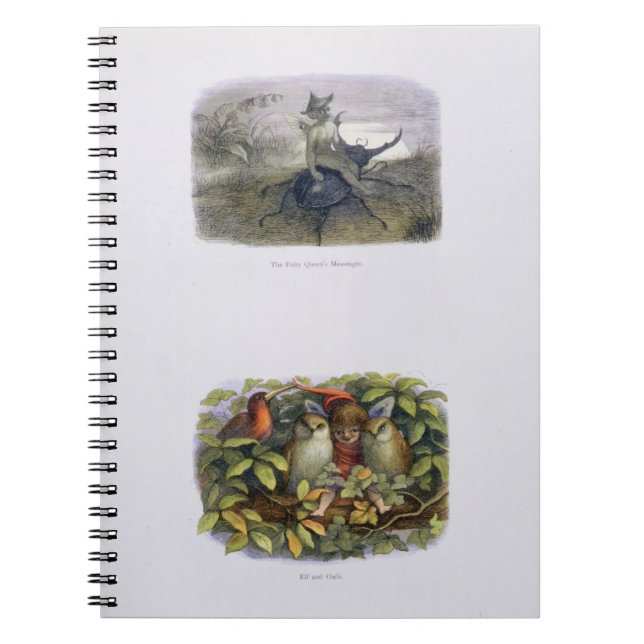 The Fairy Queen's Messenger, Elf och Uggla, sjuk Anteckningsbok Med Spiral (Framsidan)